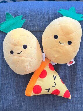 2 Pineapple and 1 Pizza Slice Stuffed Plushies